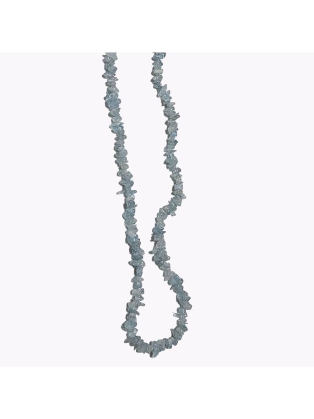 Boho Aquamarine Chip Nugget Necklace Beaded Statement Beach Core Fashion Jewelry